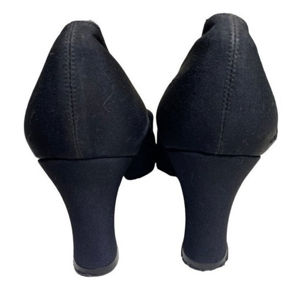 Evan Picone feather construction peep toe straps pumps black fabric vintage shoe - Picture 11 of 11
